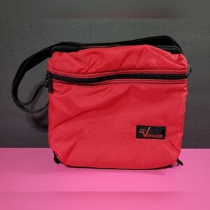 Vintage LEBO Voyager Cassette Tape Zip Closed Bag Adjustable Strap Red Holds 20